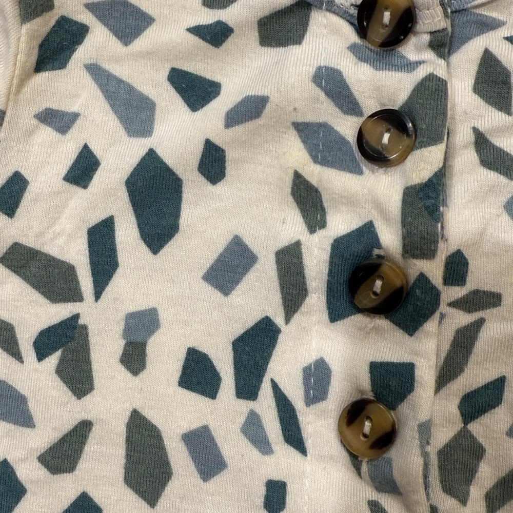 Baby/Toddler Short Sleeve Printed One-Piece Romper in Teal and White - Picture 5 of 5